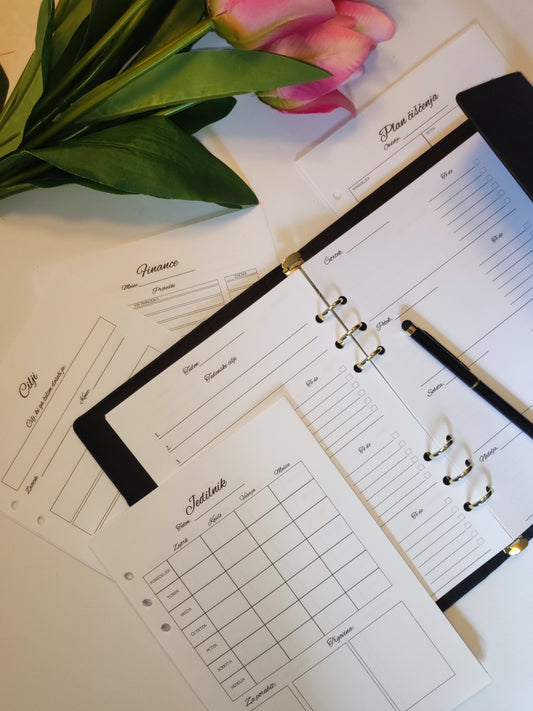 Gospodinjska opravila, plan pospravljanja, ureditev doma, domači planer, planer za družino, jedilnik, finance, rokovnik