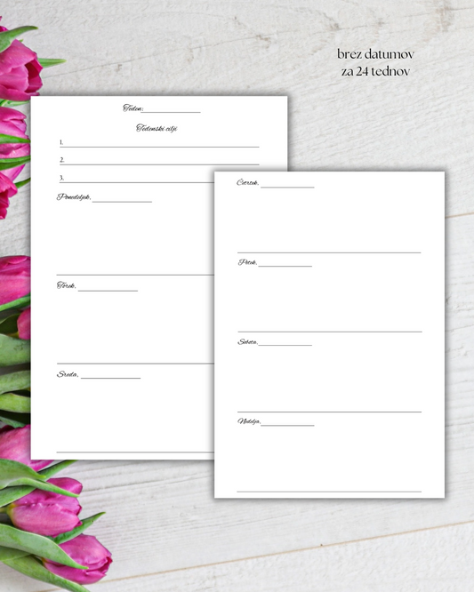 Tedenski pregled, planer, planer 2026, planer brez d