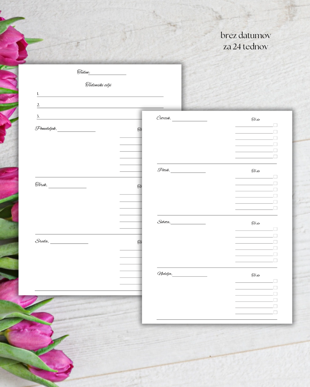 Planer, insertni listi za v planer, sestavi svoj planer, tedenski razpored